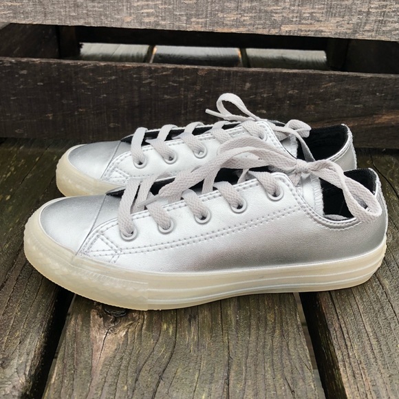 Converse Silver Metallic All-Star Sneakers SZ 2! NEW! - Picture 9 of 16